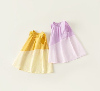 Baby Toddler Girl Block Color Sleeveless Dress