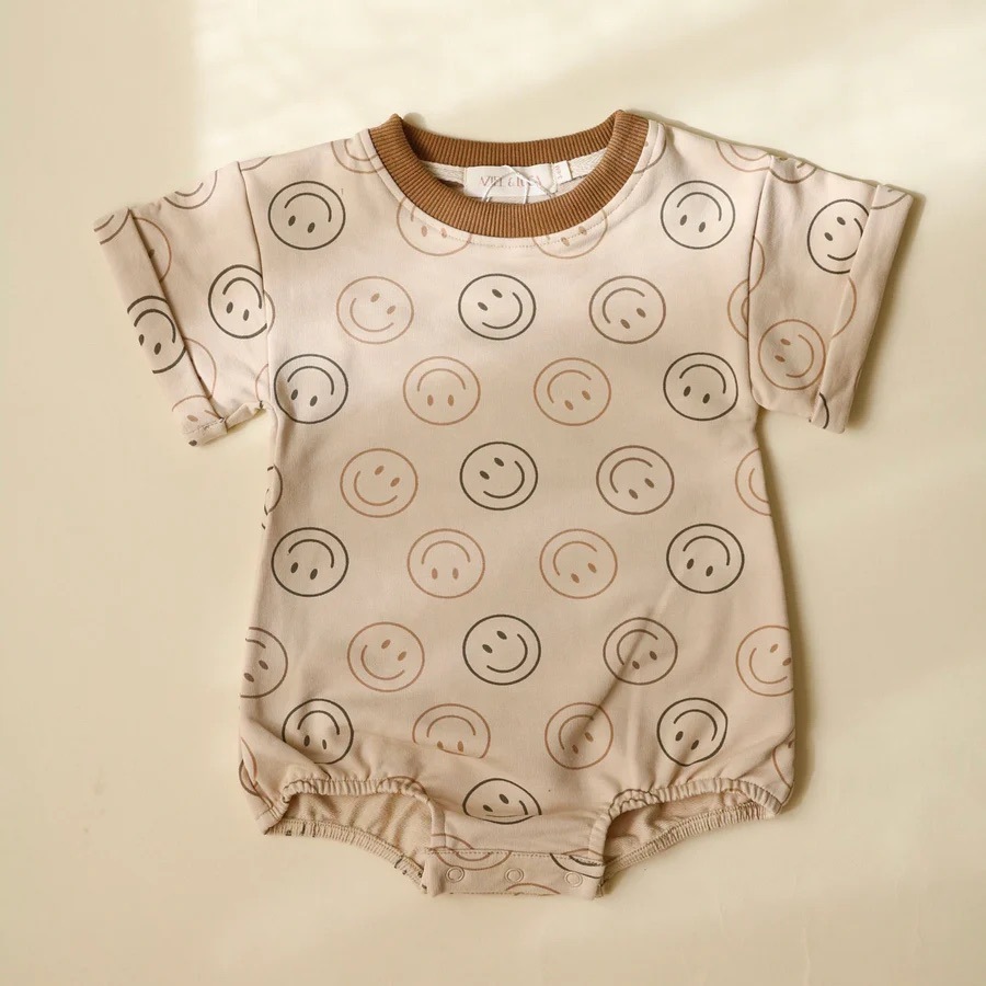 Baby Boy/Girl Smile Print Babysuit-kissminis
