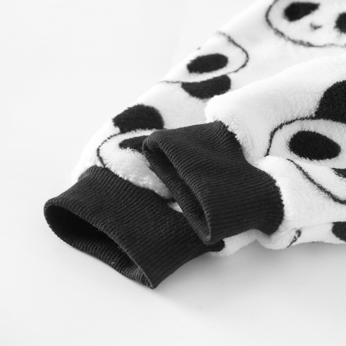 Baby Boy/Girl Winter Fluff Allover Panda Print Long Sleeve Romper-kissminis