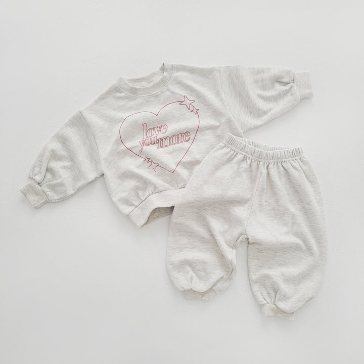 2pcs Toddler Love and Monogram Crew Neck Sweatshirt and Pants Set-kissminis