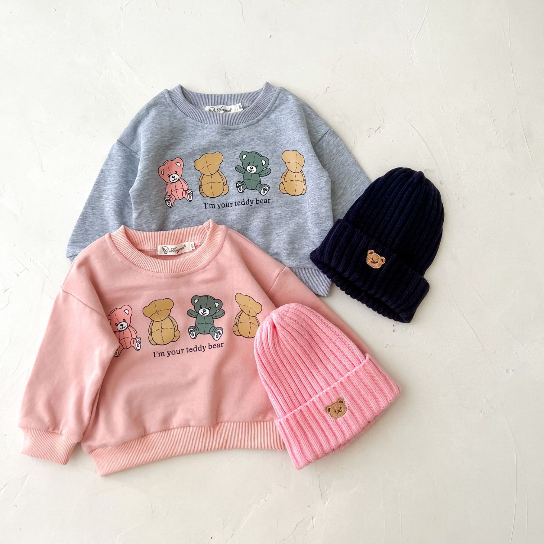 Baby Bear and Letter Pattern Sweatshirt-kissminis