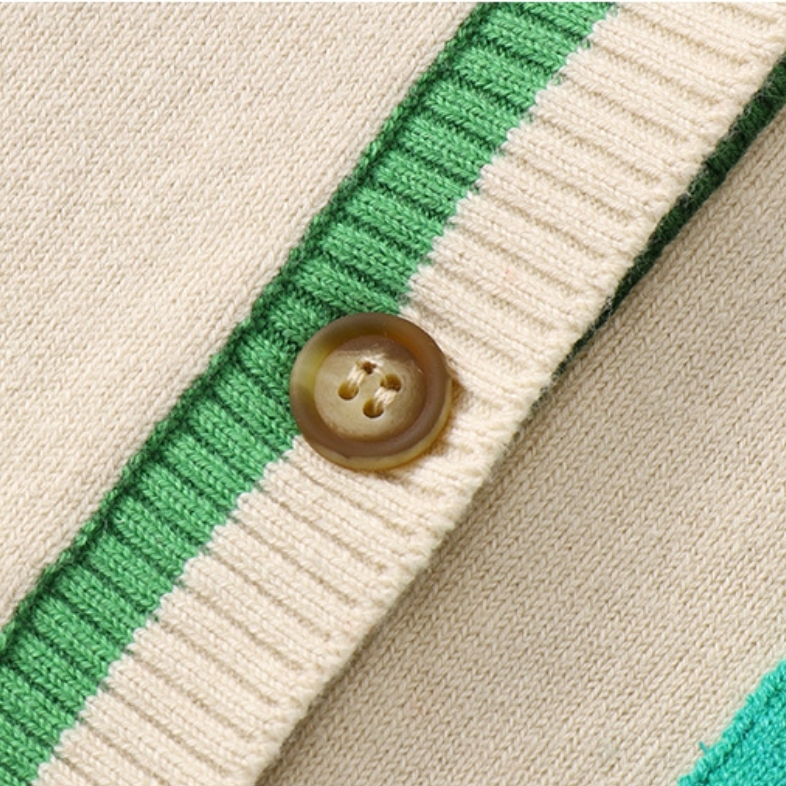 Baby Boy Bar Code Patch Block Color Long Sleeve Knitted Coat-kissminis