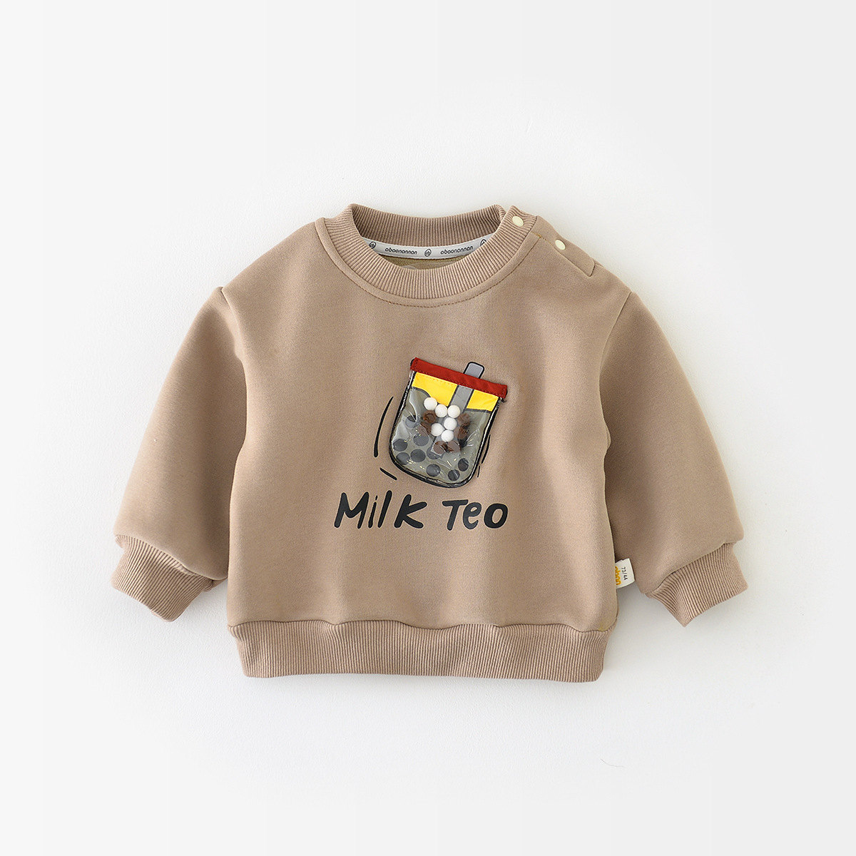 Winter Thicken Baby Boy/Girl Cartoon Milk Tea Long Sleeve Sweatshirt-kissminis