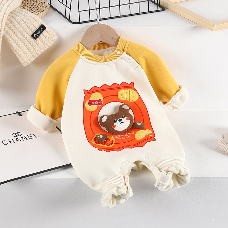 Baby & Girl Winter Cartoon Bear Thichen Long Sleeve Romper-kissminis