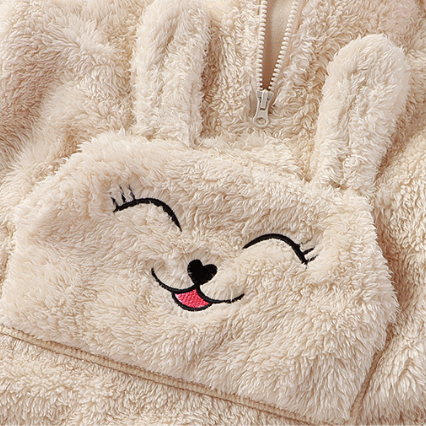 Baby Boy/Girl Cute Animals Pocket Design Solid Color Fluff Long Sleeve Romper-kissminis