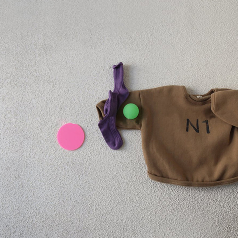Toddler Boy/Girl Ins Style "N1" Print Solid Color Long Sleeves Sweatshirt-kissminis