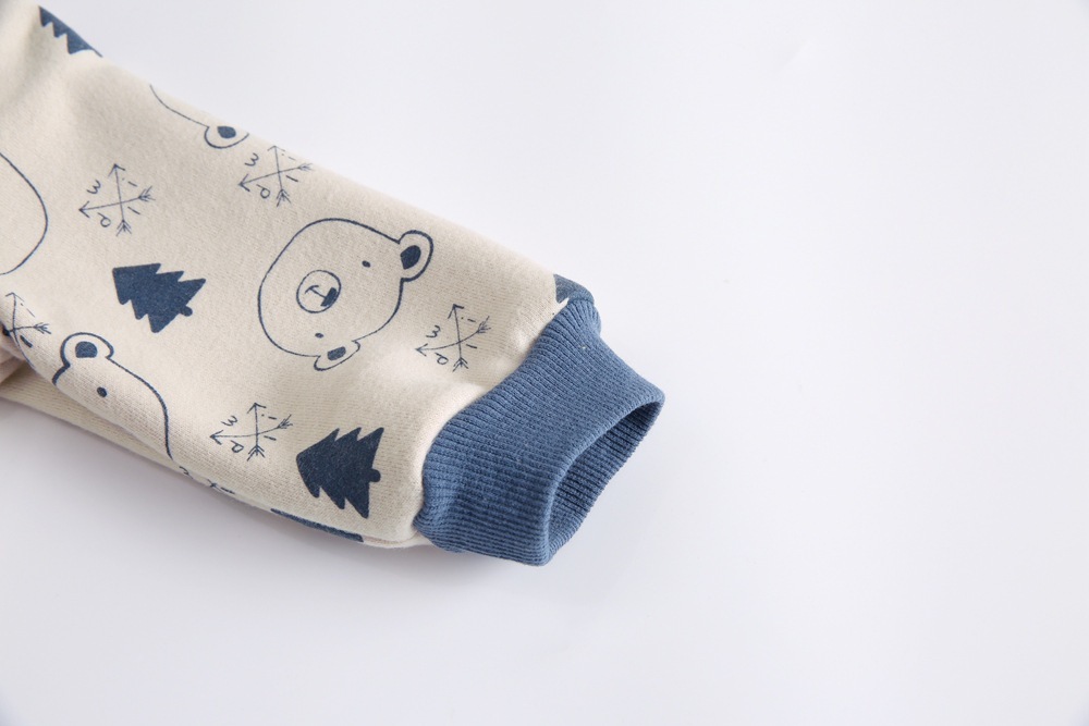 Baby Boy Allover Animal Pattern Thicken Long Sleeve Hooded Romper-kissminis