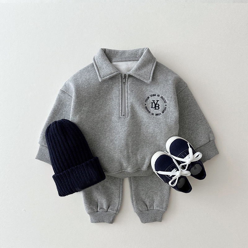 2pcs Toddler Boy/Girl Letters Print Solid Color Long Sleeves Sweatshirt and Pants Set-kissminis