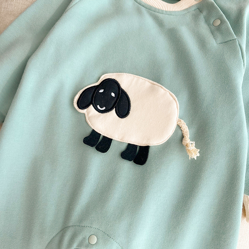 Baby Boy/Girl Cute Sheep Pattern Single Breasted Long Sleeve Romper-kissminis