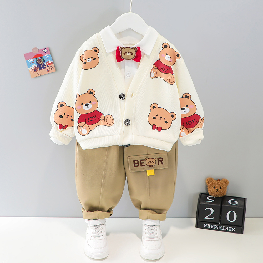 3pcs Toddler Allove Bear Graphic T-shirt Sweatshirt and Pant Set-kissminis
