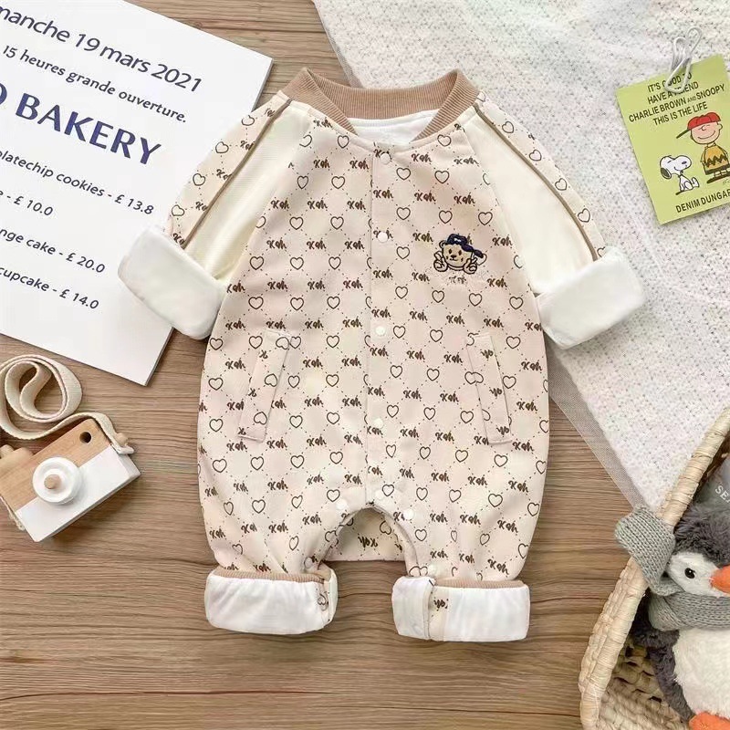 Newborn Baby Boy/Girl Love Coverage Design Soild Color Winter Long Sleeve Romper-kissminis