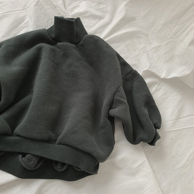 Toddler Boy/Girl Ins Style Solid Color Stand Collar Long Sleeves Sweatshirt-kissminis