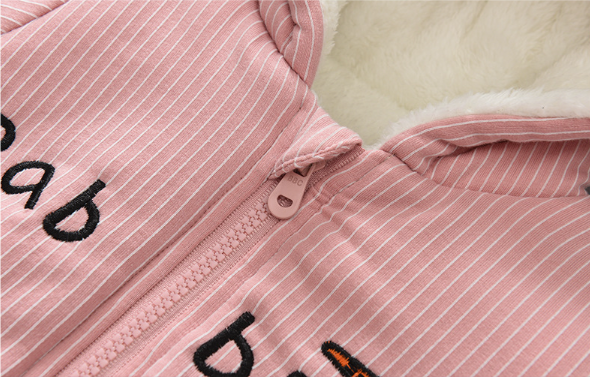 Baby Boy/Girl Winter Thicken Cute Rabbit Design Long Sleeve Hooded Romper-kissminis