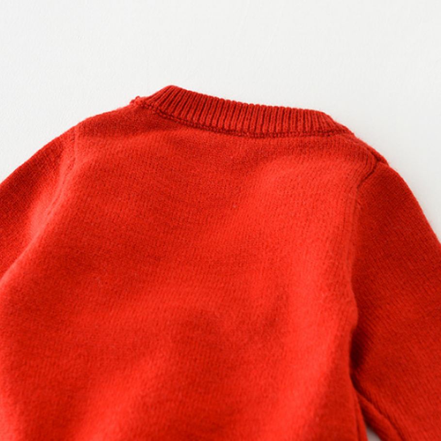 Baby Girl Red 3D Rabbit Design Long Sleeve Knitted Romper-kissminis
