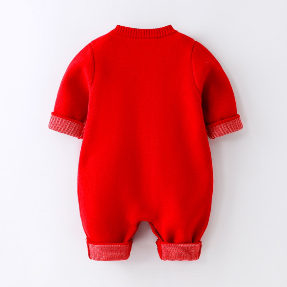 2pcs Baby Boy/Girl Bowknot Graphic Long Sleeve Knitted Romper with Hat Set-kissminis