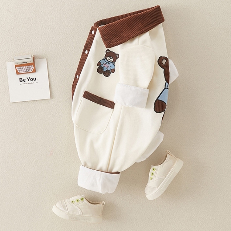 Baby Boy Cute Bear Embroidery Long Sleeve Romper-kissminis