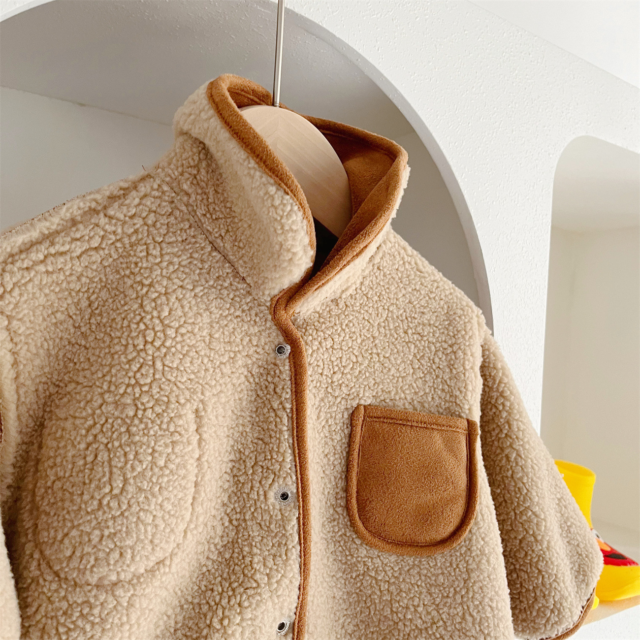 Baby Boy/Girl Winter Thicken Fluff Ins Style Solid Color Long Sleeves Romper-kissminis