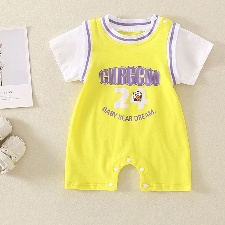 Baby Fake Two Piece 24 Jerseys Short Sleeve Romper-kissminis