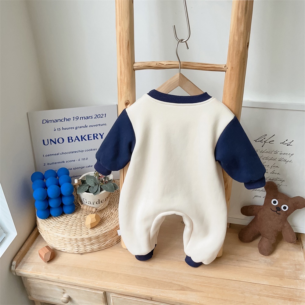 Baby Boy/Girl Three Bears On Earth Pattern Thicken Long Sleeve Romper and Hat Set-kissminis