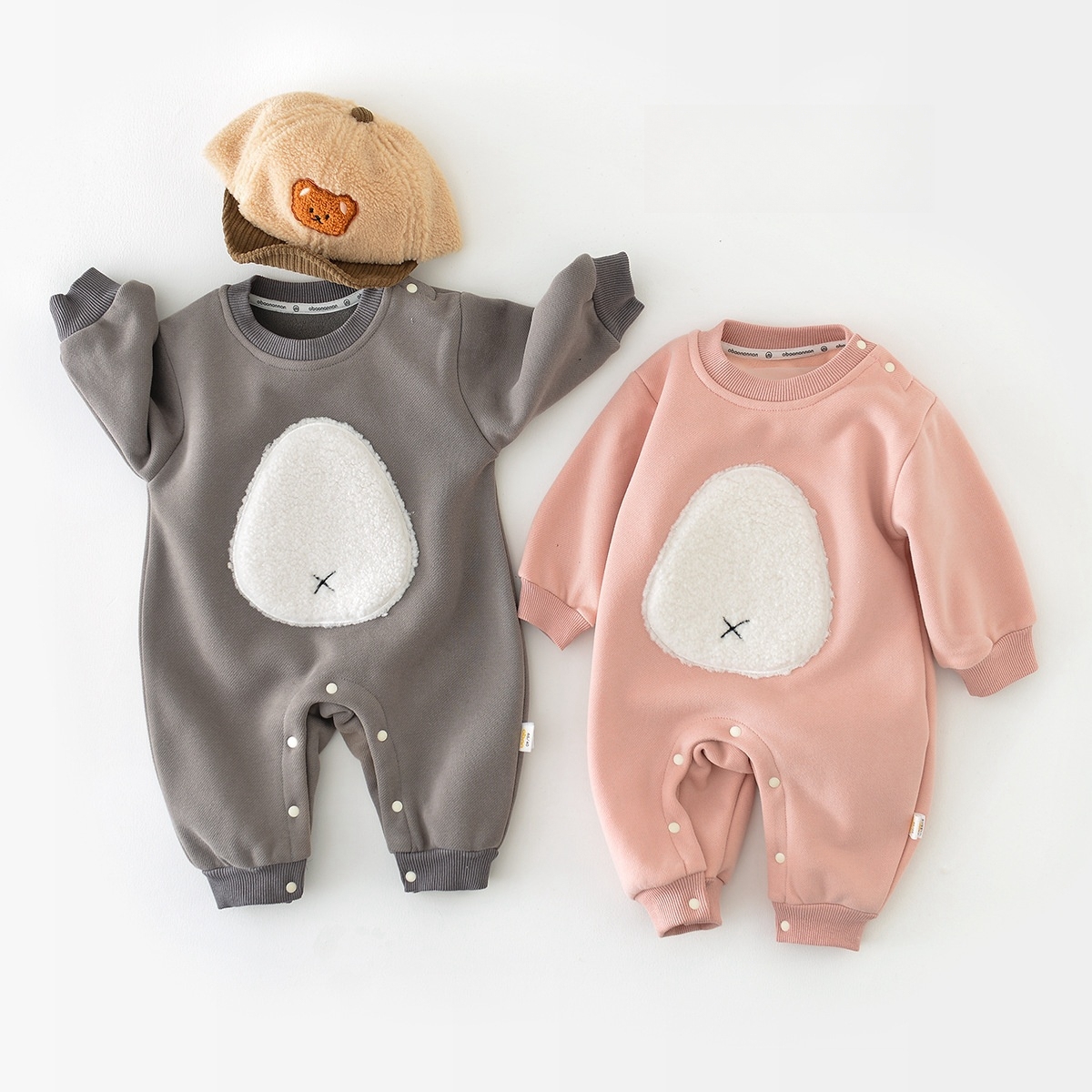 Winter Fleece Baby Solid Color Romper-kissminis