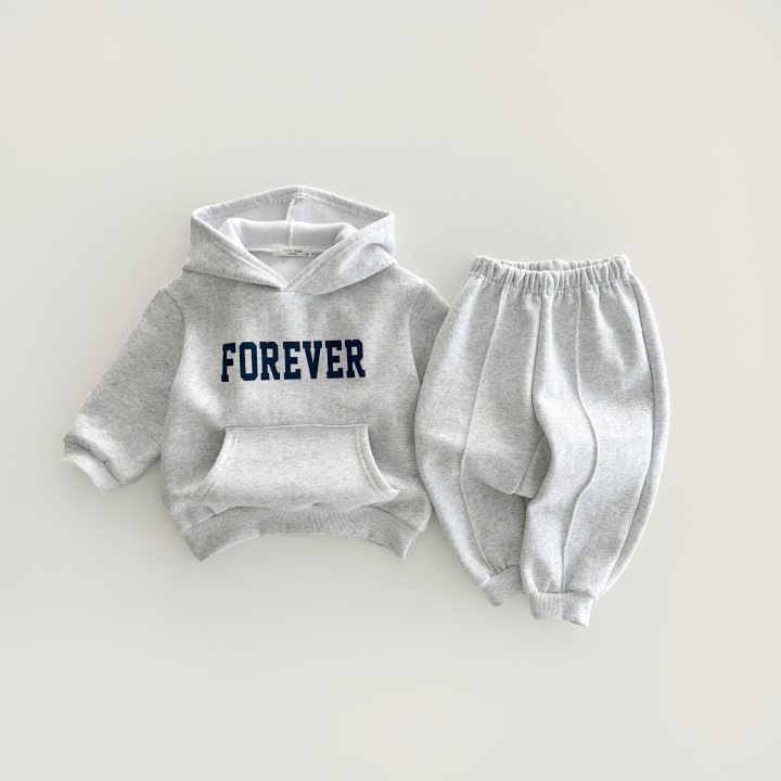 2pcs Toddler Boy/Girl Thicken Forever Print T-Shirt and Pants Set-kissminis
