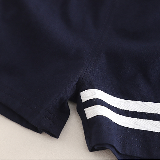 Polo Short Sleeve Shirt with Striped Details and Green Shorts Set