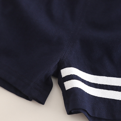 Polo Short Sleeve Shirt with Striped Details and Green Shorts Set