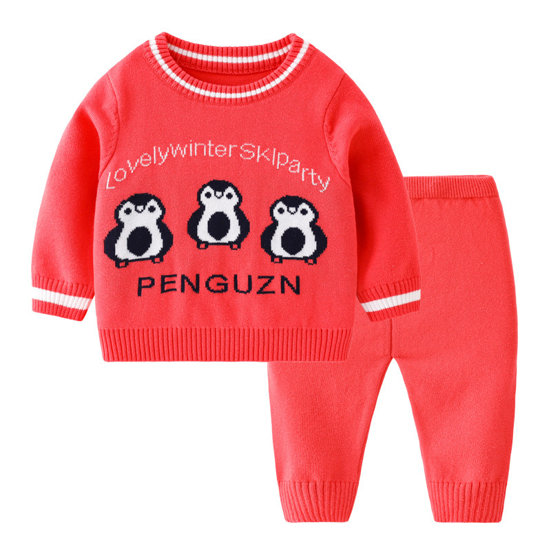 2pcs Baby Toddler Boys & Girls Cute Cartoon Graphic and Letter Print Knit Tops and Pants Set-kissminis