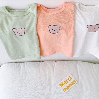 Baby Toddler Boy/Girl Bear Print Short Sleeve T-shirt