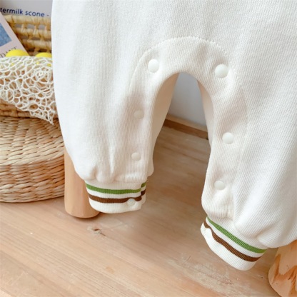 Baby Boy/Girl Bear Patch and Ice Cream Print Long Sleeve Romper-kissminis