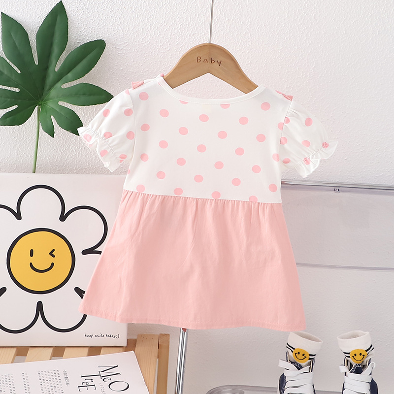 Baby/Toddler Girl Round Dot Short Sleeve Dress-kissminis