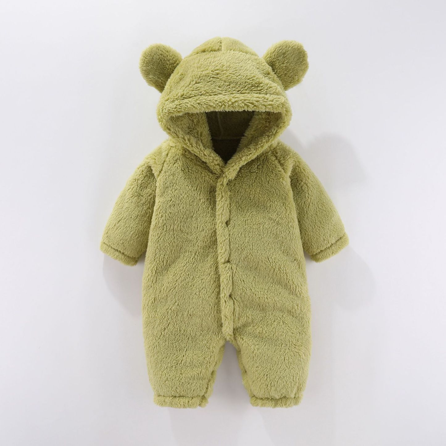 Baby Boy/Girl Bear 3D Ear Long Sleeve Fluff Hooded Romper-kissminis