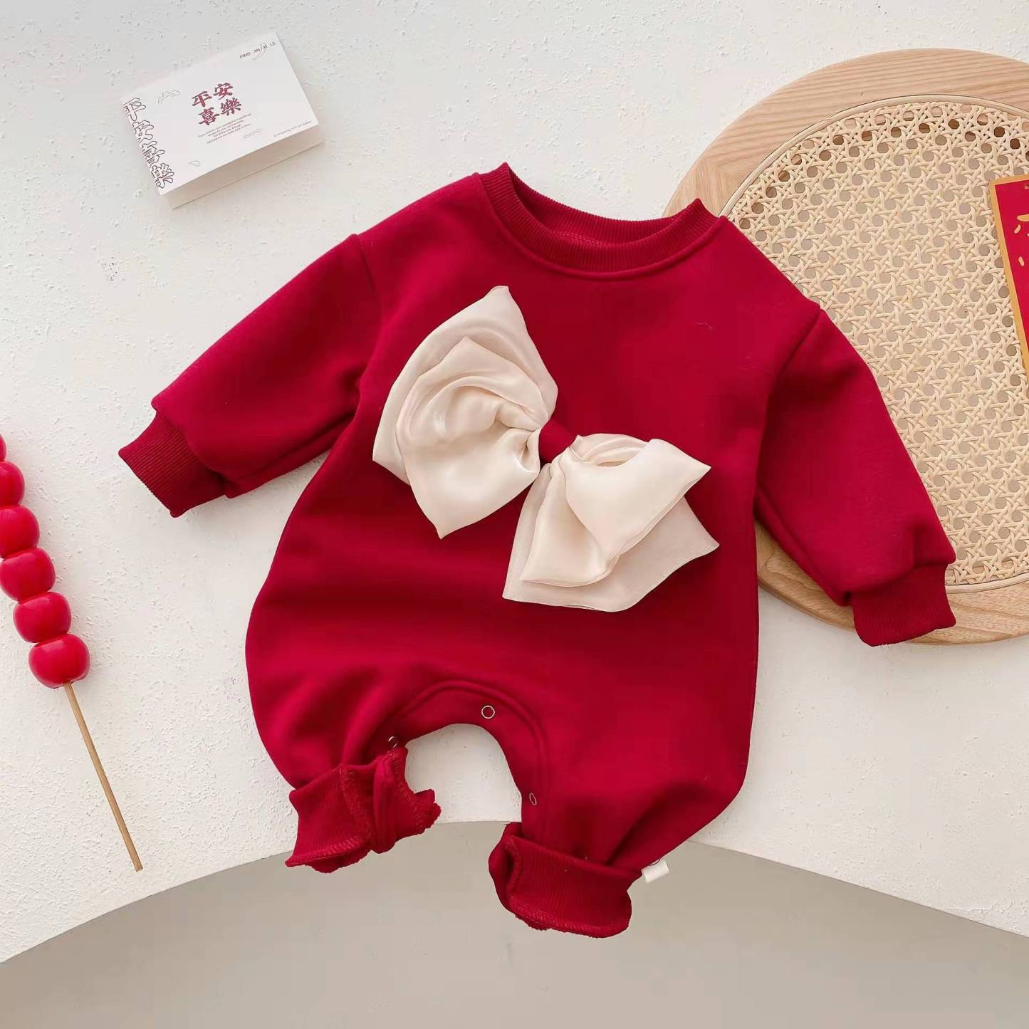 Winter Thicken Baby Girl Bowknot Suspender Romper-kissminis