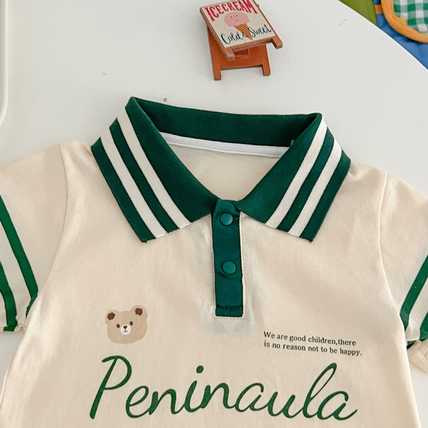 Baby Boy Lapel Letter Print Romper -kissminis