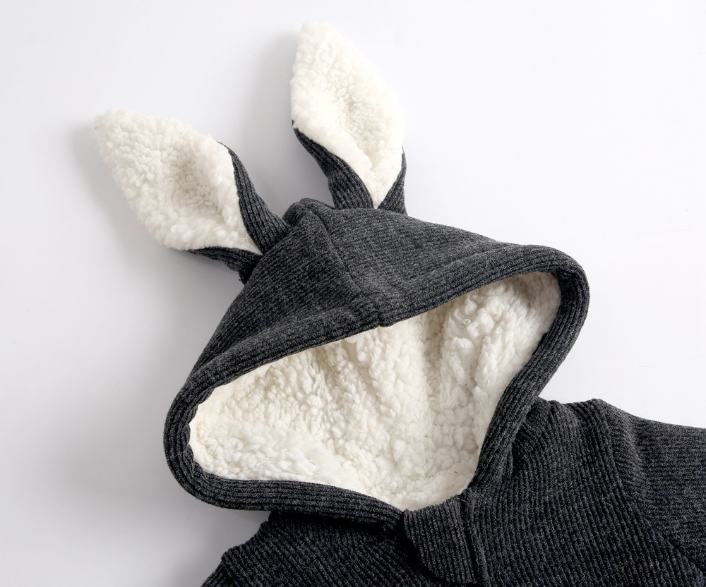 2pcs Toddler Boy/Girl Rabbit Ears Design Solid Color Long Sleeve Sweatshirt and Pants Set-kissminis