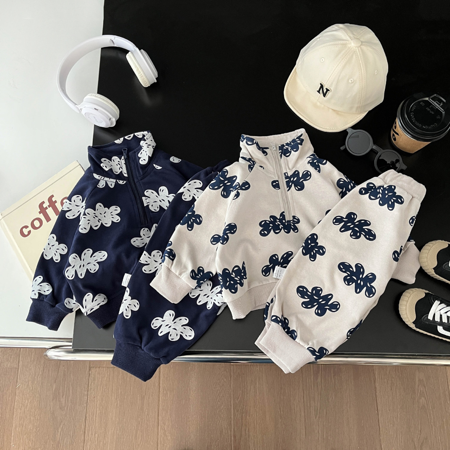 2pcs Baby/Toddler Boy Cloud Printed Jacket and Pant Set-kissminis
