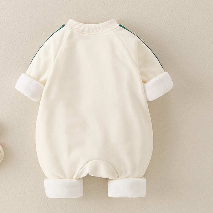 Baby Boy Bear Winter Embroidery Long Sleeve Crewneck Romper-kissminis