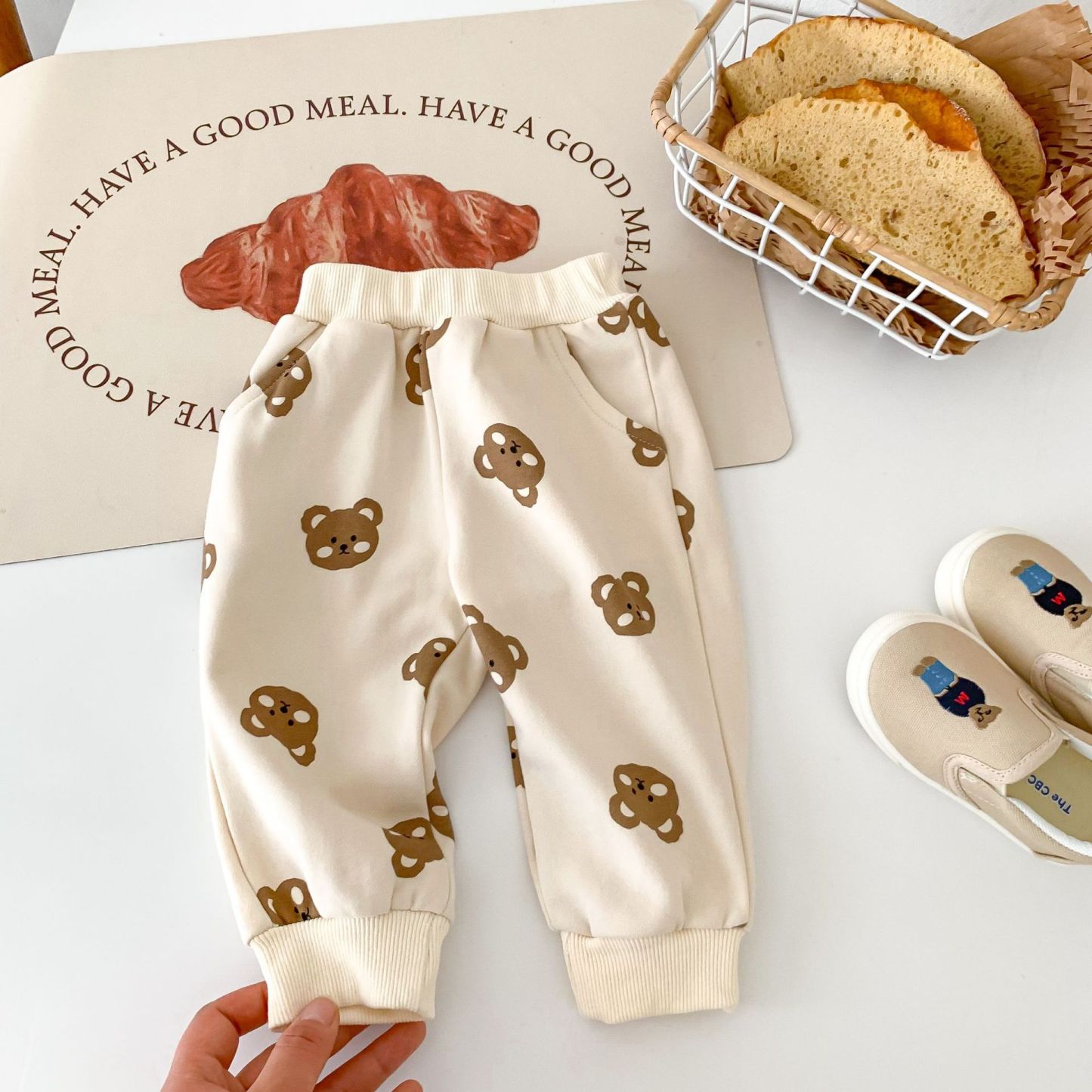 2pcs Baby Boy/Girl Crew Neck Bear Long Sleeve Sweatshirt with Pants Set-kissminis