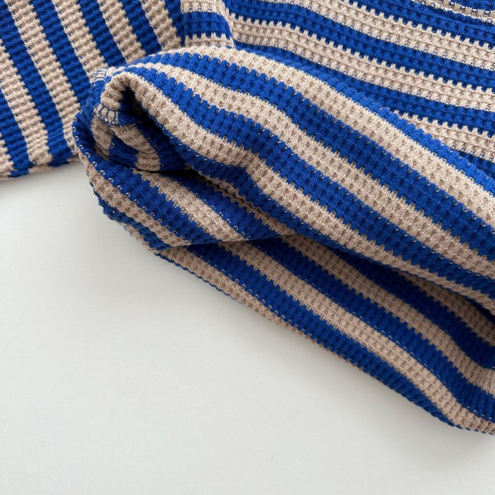 2pcs Toddler Waffle Stripes Crew Neck Sweatshirt and Pants Set-kissminis