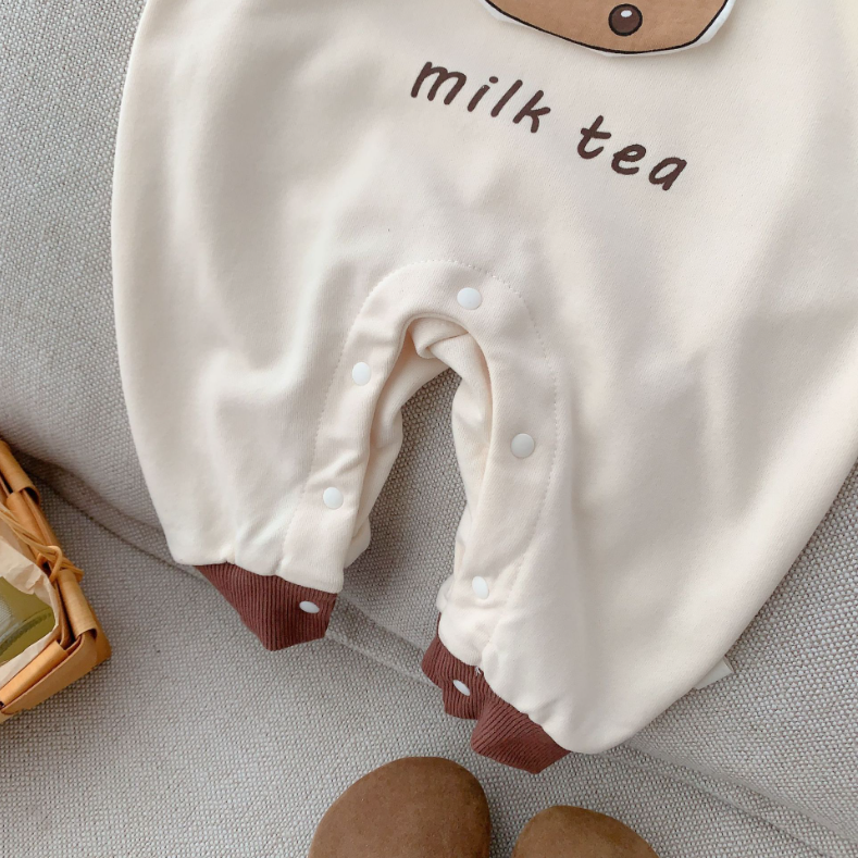 Baby Cute Panda and Letter Print Long Sleeve Casual Romper-kissminis