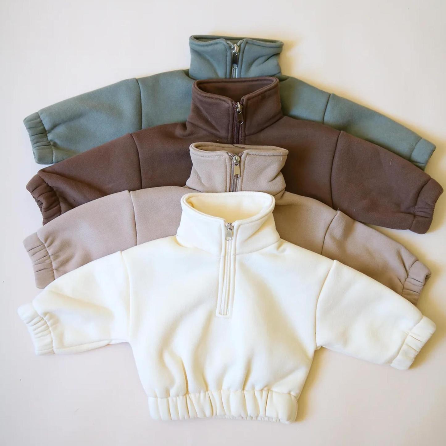 2pcs Baby Boy/Girl Fashion Figh -necked Semi -zipper Long Sleeves Sweatshirt and Pants Set-kissminis