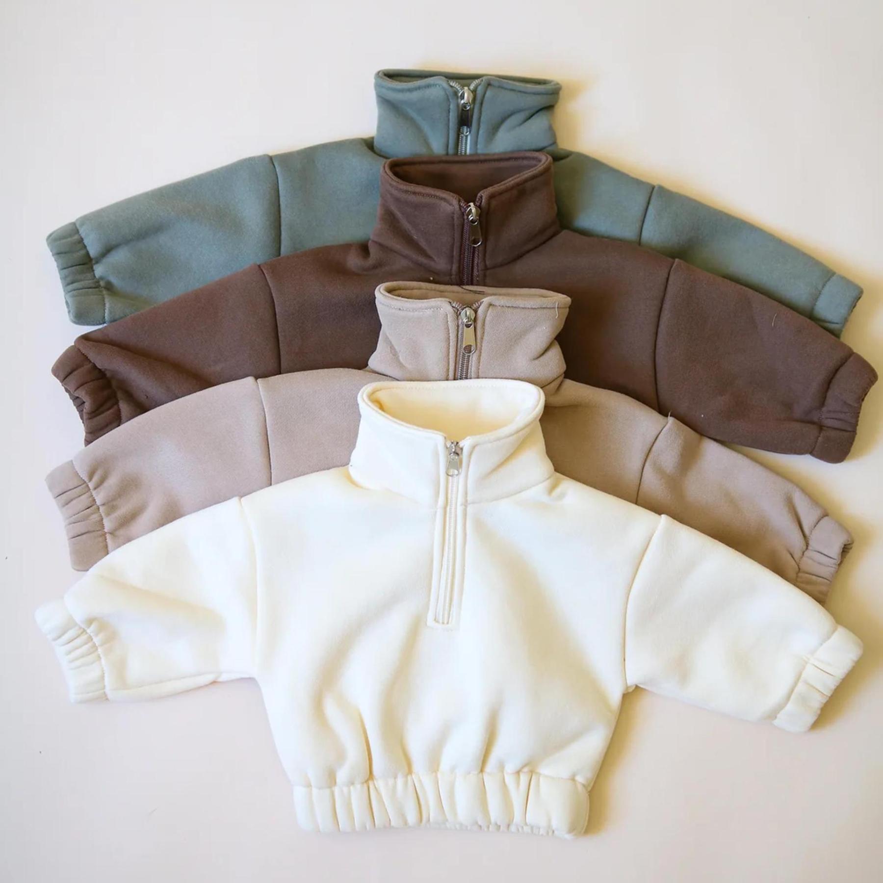 2pcs Baby Boy/Girl Fashion Figh -necked Semi -zipper Long Sleeves Sweatshirt and Pants Set-kissminis