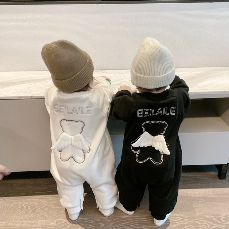 Baby Fleece 3D Angle Print Romper-kissminis