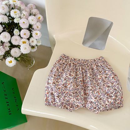 Baby Toddler Girl Solid Color Short Sleeve T-shirt/Floral Print Shorts