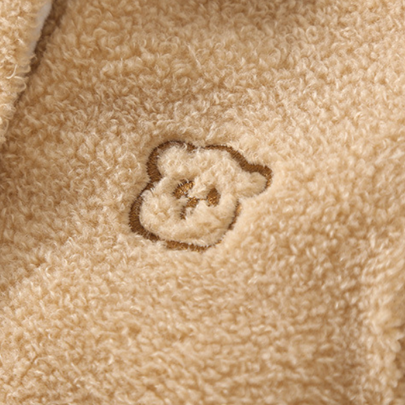 Baby Boy/Girl Winter Bear and Arch Patch Long Sleeve Thicken Hooded Fluff Romper-kissminis