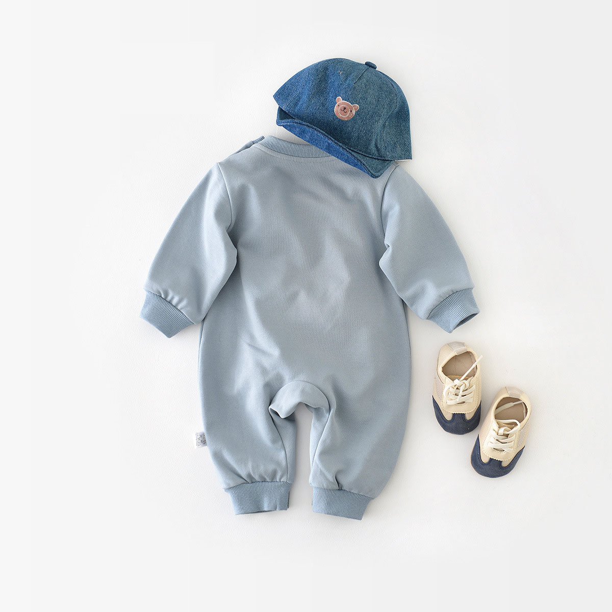 Cartoon Patch Crawling Baby Solid Color Romper-kissminis