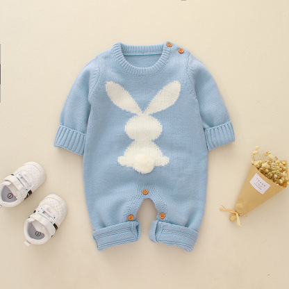 Baby Boy/Girl Rabbit Pattern Long Sleeve Knitted Romper