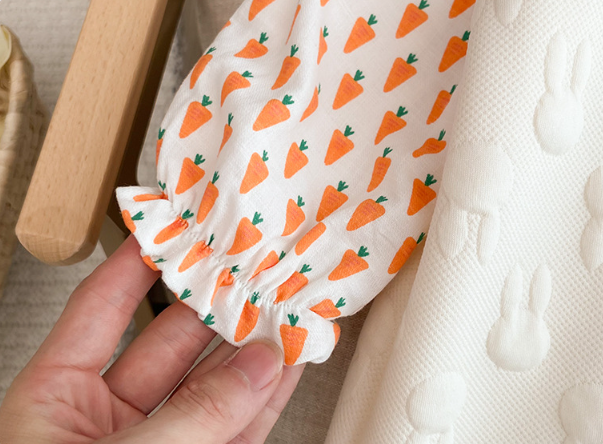 Baby Girl Cute Carrot and Allover Rabbit Pattern Fake Two Pieces Long Sleeve Romper-kissminis