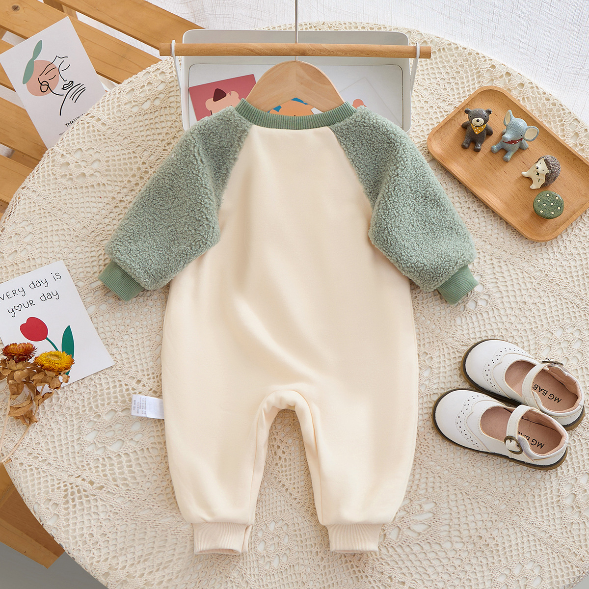 Winter Fleece Baby Boy/Girl Dinosaur Print Long Sleeve Romper-kissminis