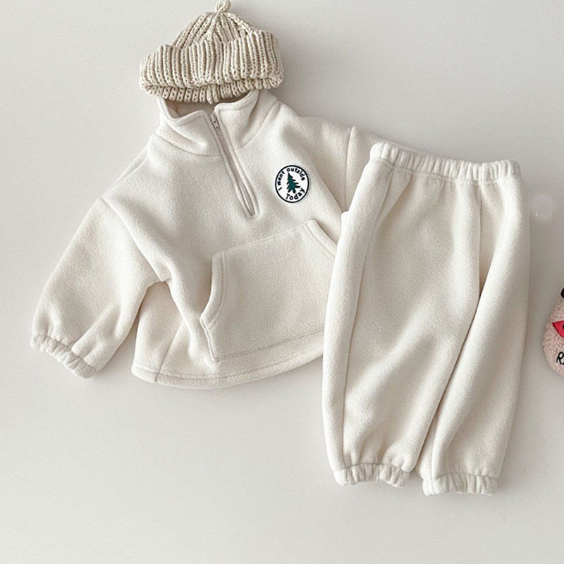 2pcs Toddler Boy/Girl Solid Color Stand Collar Long Sleeves Sweatshirt and Pants Set-kissminis